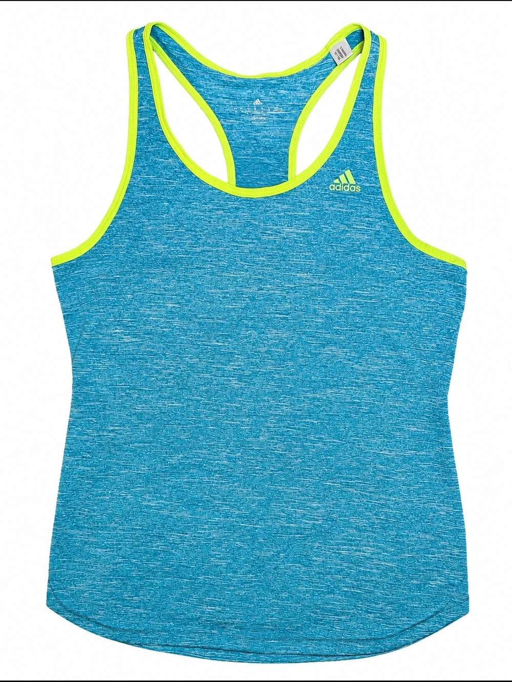 Adidas Blue Heather Racerback Tank with Neon Trim